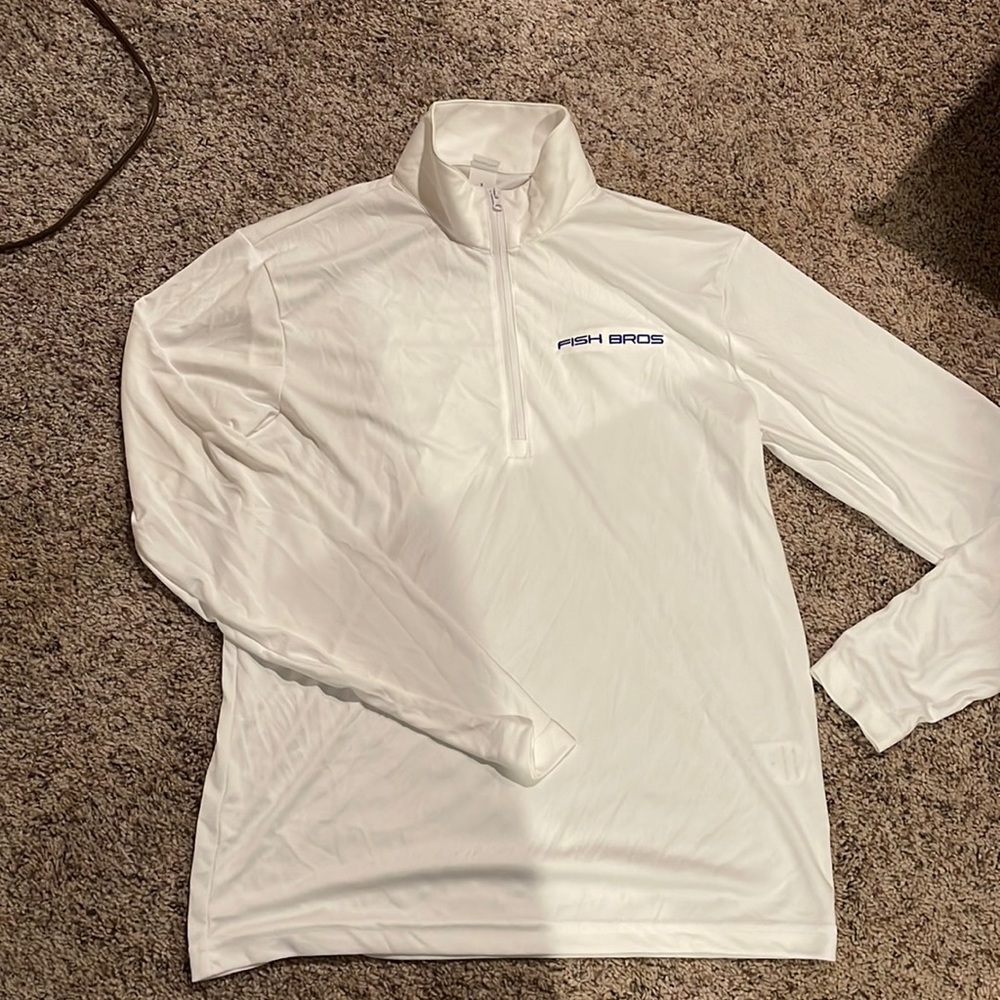 NWT FISH BROS white long sleeve sport tech shirt